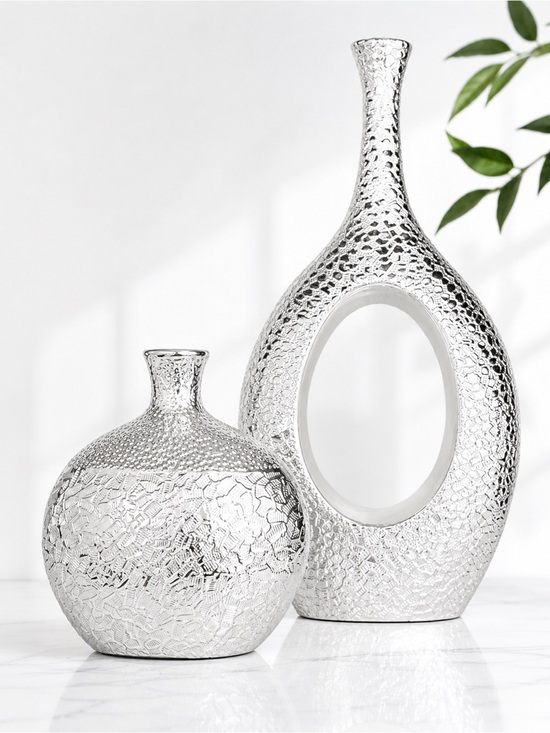 Other - Metallic Bronze Decorative Ceramic Vases Set - Elegant Home Accents